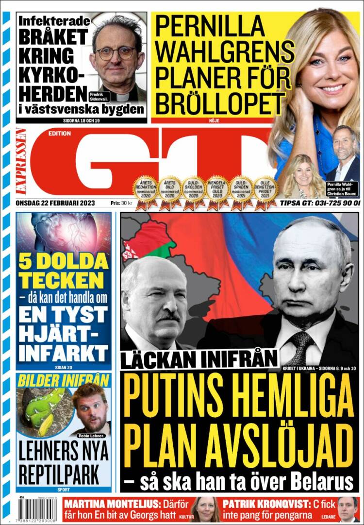 Portada de Göteborgstidningen (Suecia)