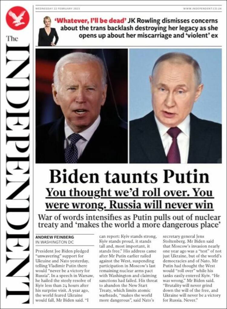 Portada de The Independent (Royaume-Uni)
