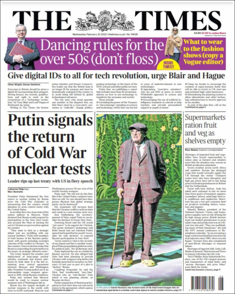 Portada de The Times (Royaume-Uni)