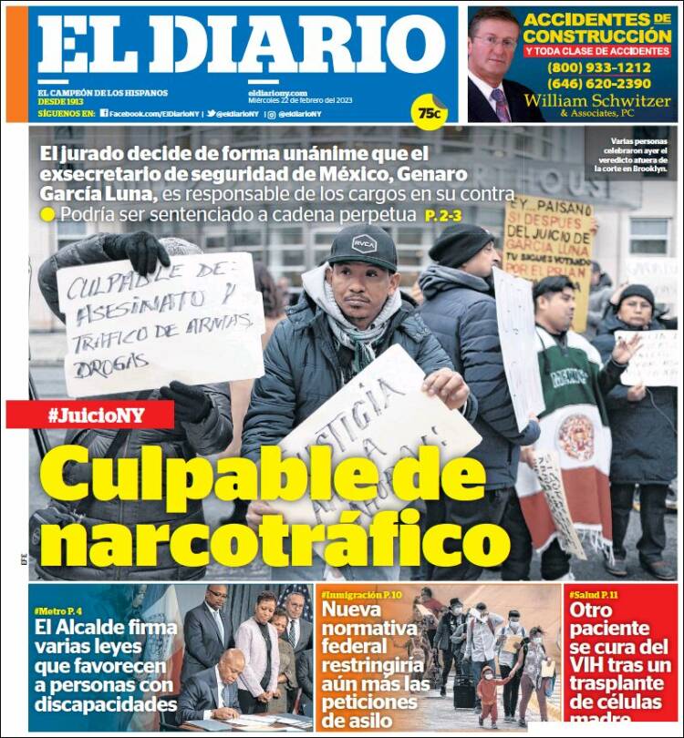 Portada de El Diario NY (USA)