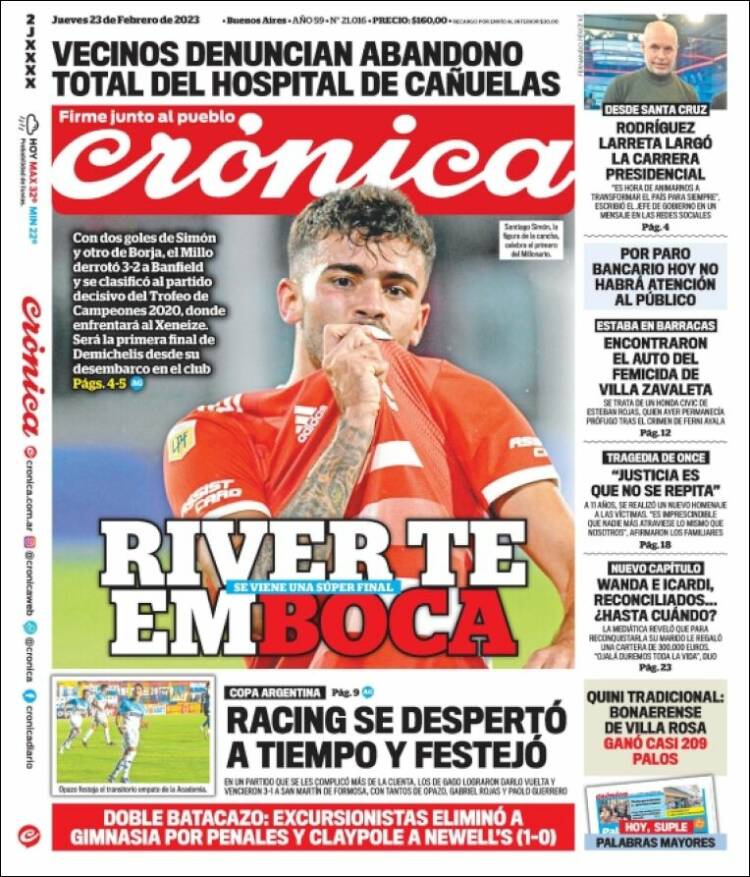 Portada de Crónica (Argentina)