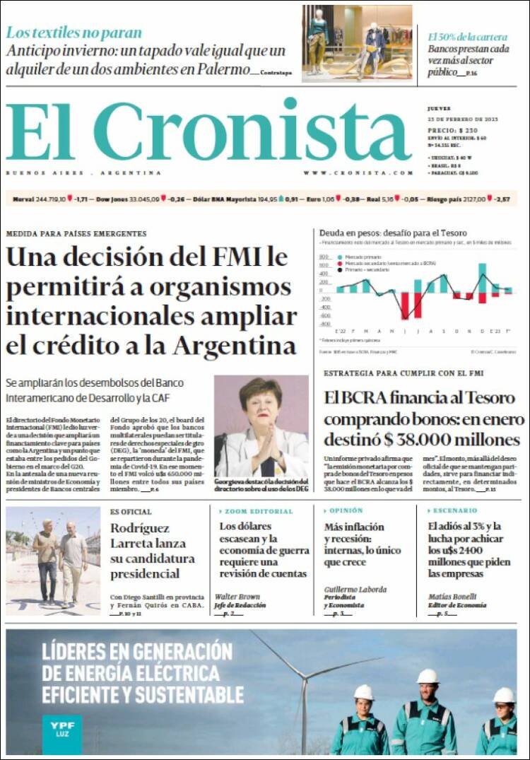 Portada de El Cronista Comercial (Argentina)
