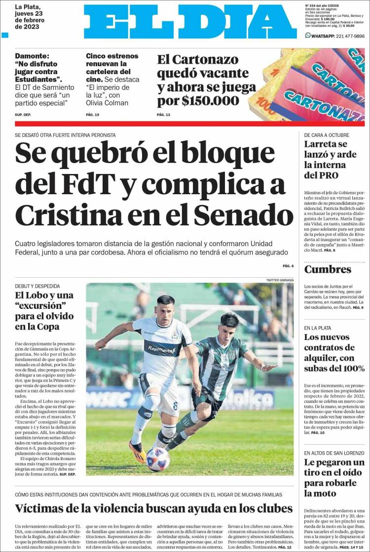 Portada de El Día de la Plata (Argentina)