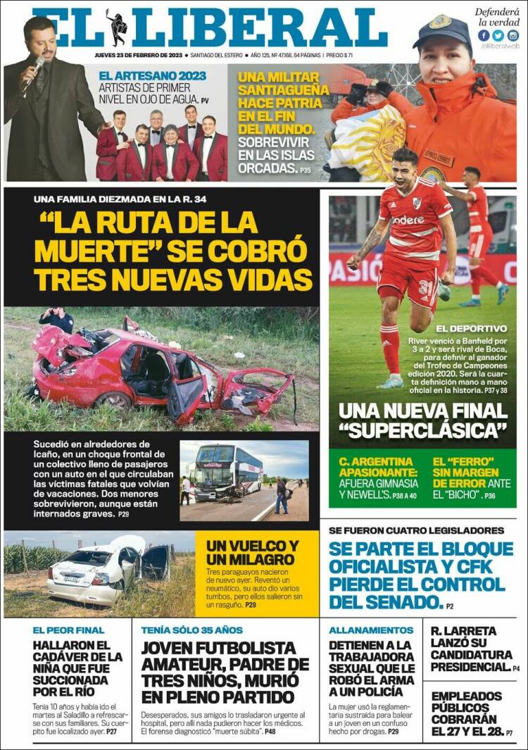 Portada de Diario El Liberal (Argentina)