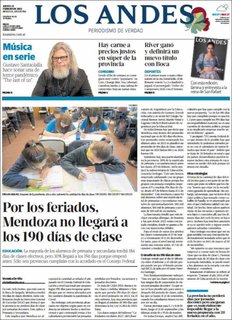 Portada de Los Andes - Mendoza (Argentina)