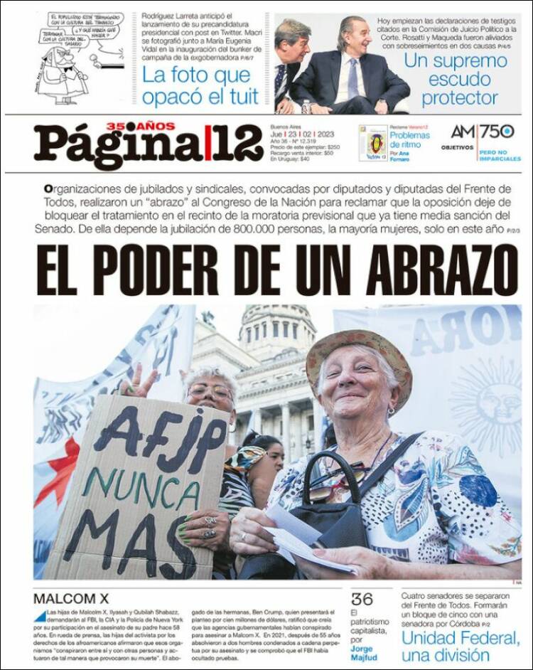Portada de Página/12 (Argentina)