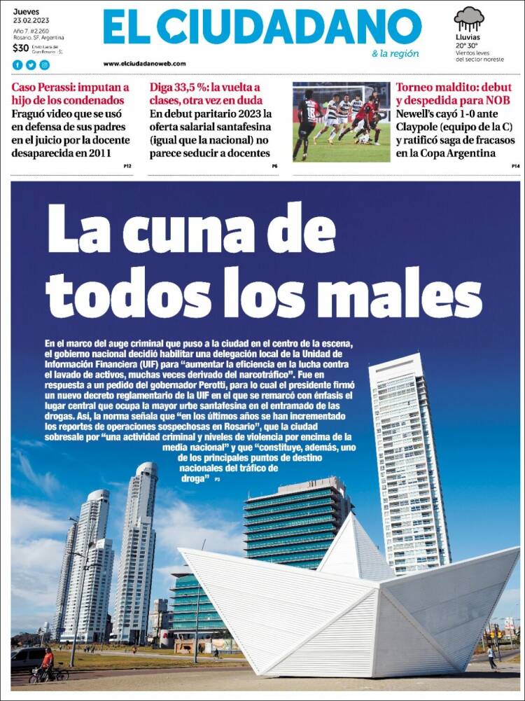 Portada de Diario El Ciudadano (Argentina)
