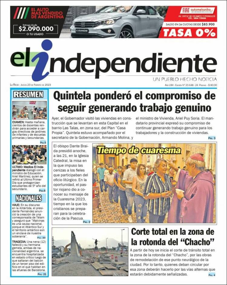 Portada de El Independiente (Argentina)