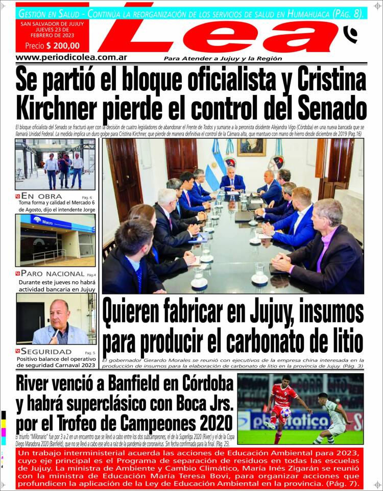 Portada de Periódico Lea (Argentina)