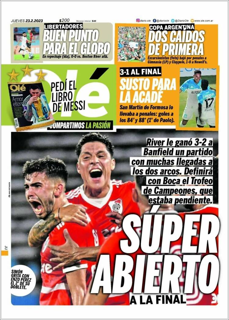 Portada de Olé (Argentina)