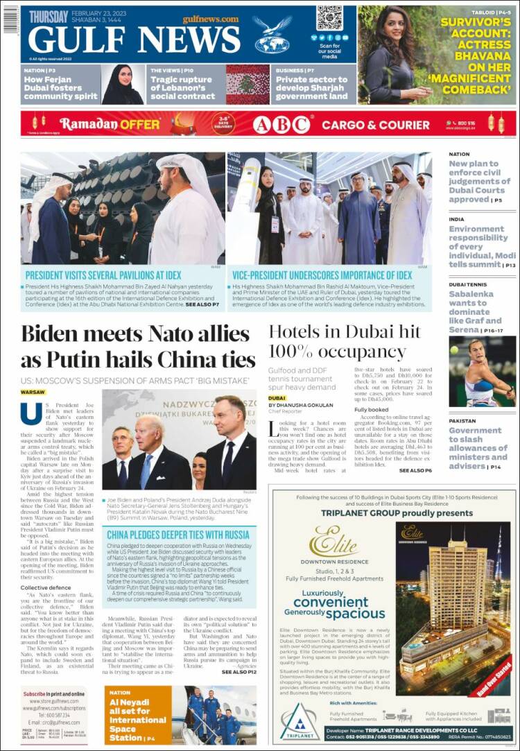 Portada de Gulf News (Asie-Pacifique)