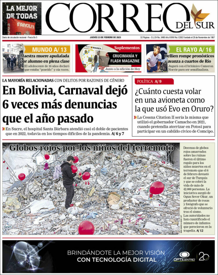 Portada de Correo Sur (Bolivia)