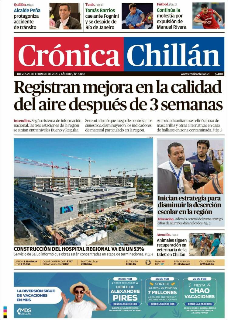 Portada de Crónica Chillán (Chile)