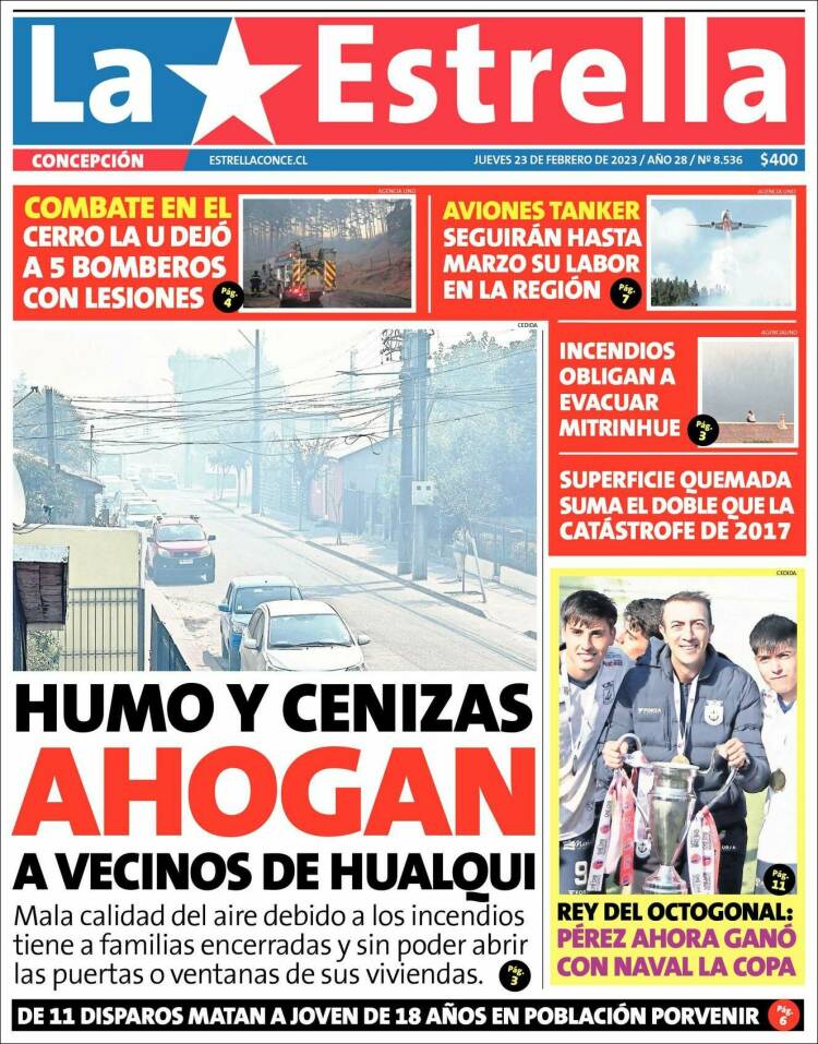 Portada de La Estrella de Concepción (Chile)