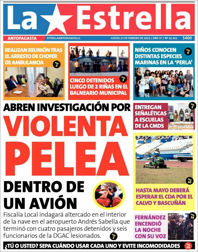 Portada de La Estrella del Norte (Chile)