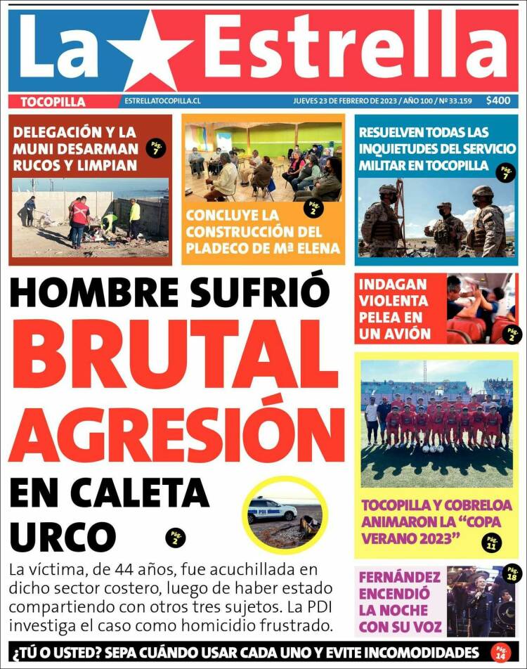 Portada de La Estrella de Tocopilla (Chile)