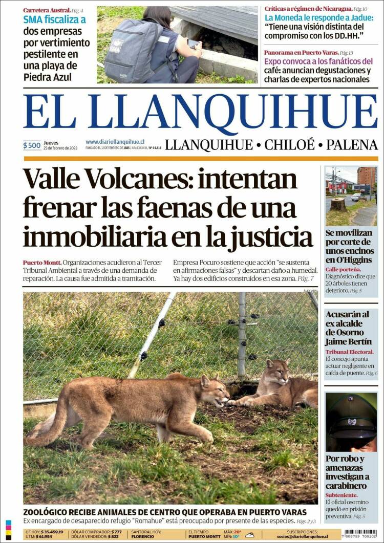 Portada de El Llanquihue (Chile)