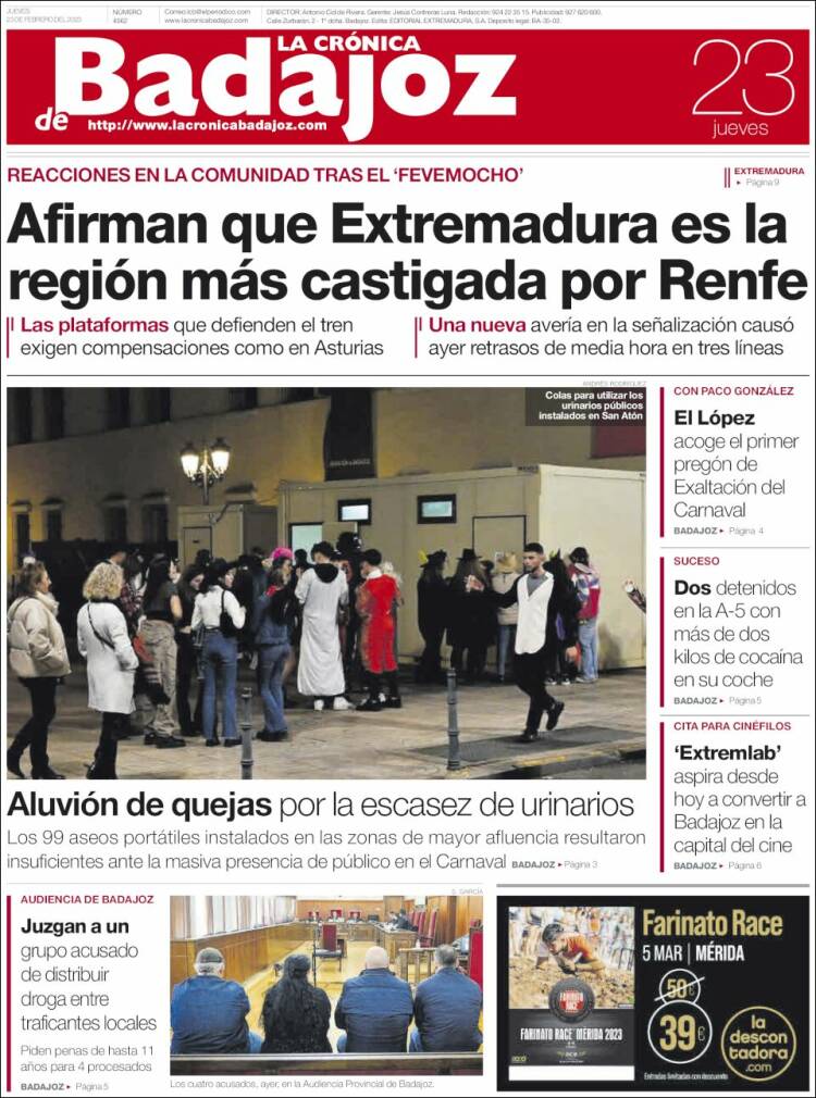 Portada de La Crónica de Badajoz (Spain)