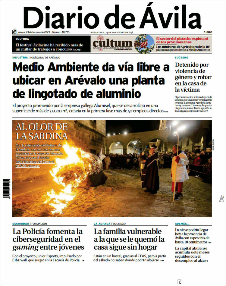 Portada de Diario de Ávila (Spain)