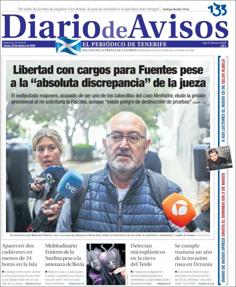 Portada de Diarios de Avisos (Spain)