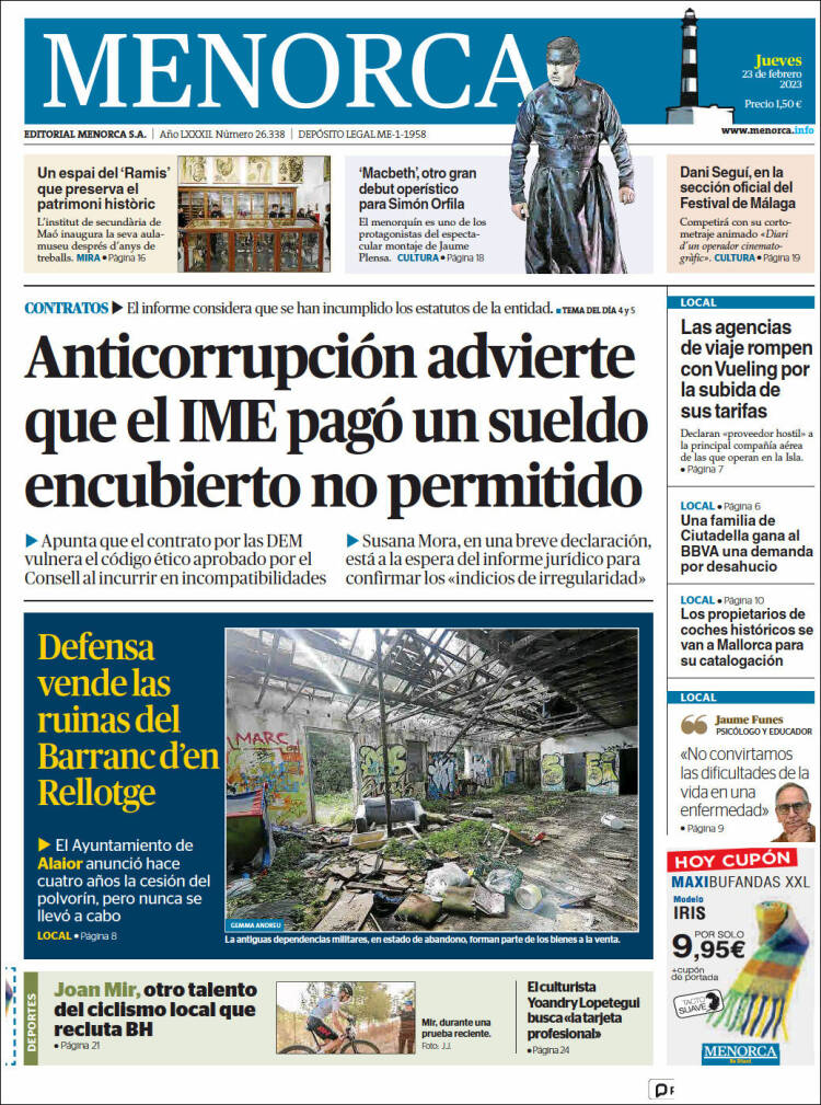 Portada de Menorca - Diario Insular (Spain)