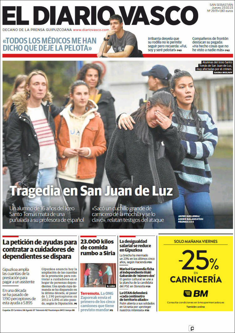 Portada de Diario Vasco (Espagne)