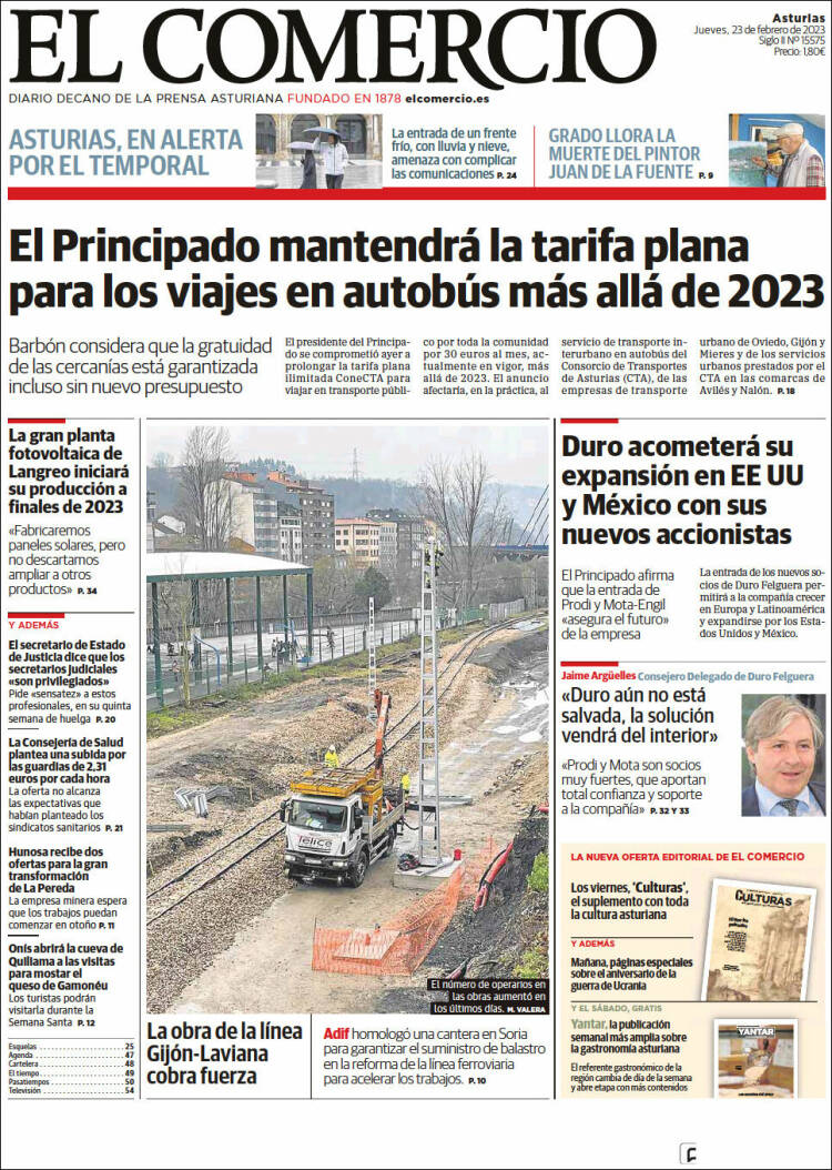 Portada de El Comercio (Spain)