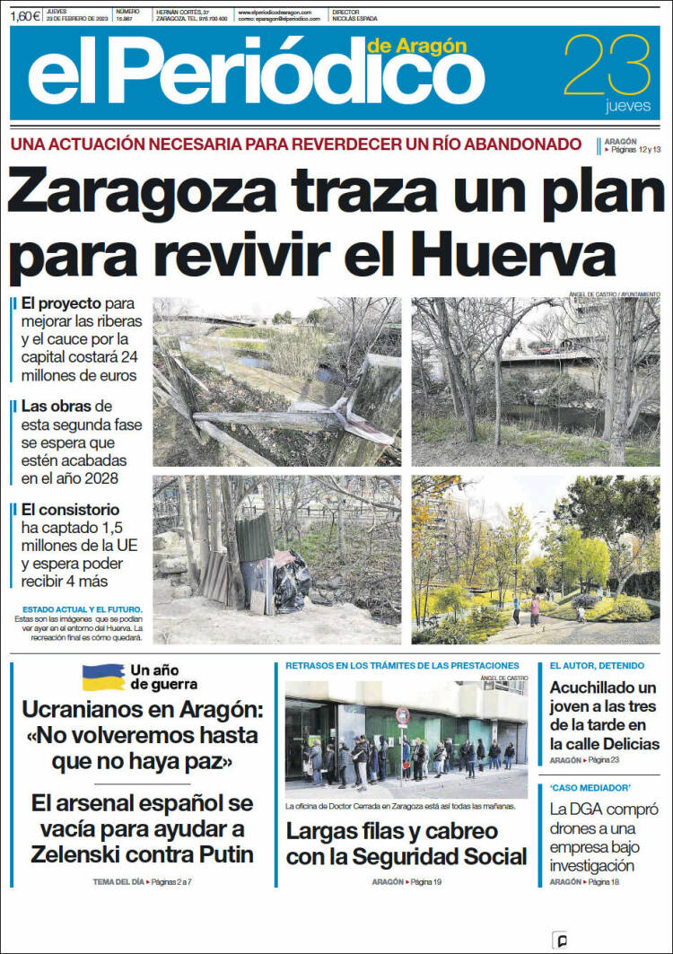 Portada de El Periódico de Aragón (Spain)