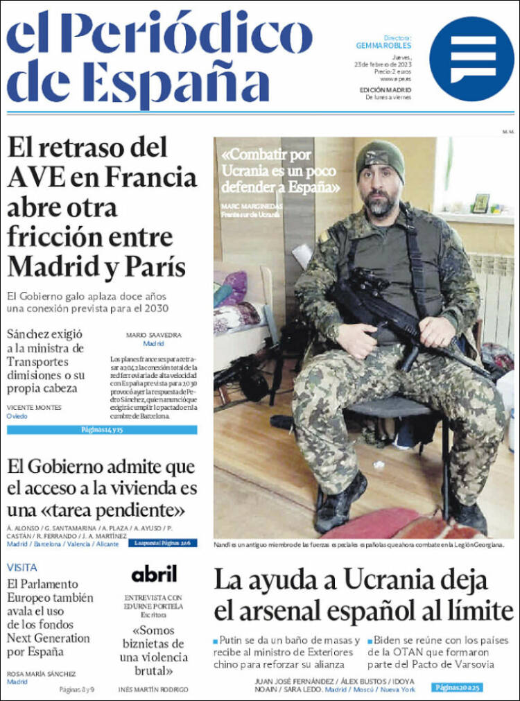 Portada de El Periódico de España (Spain)