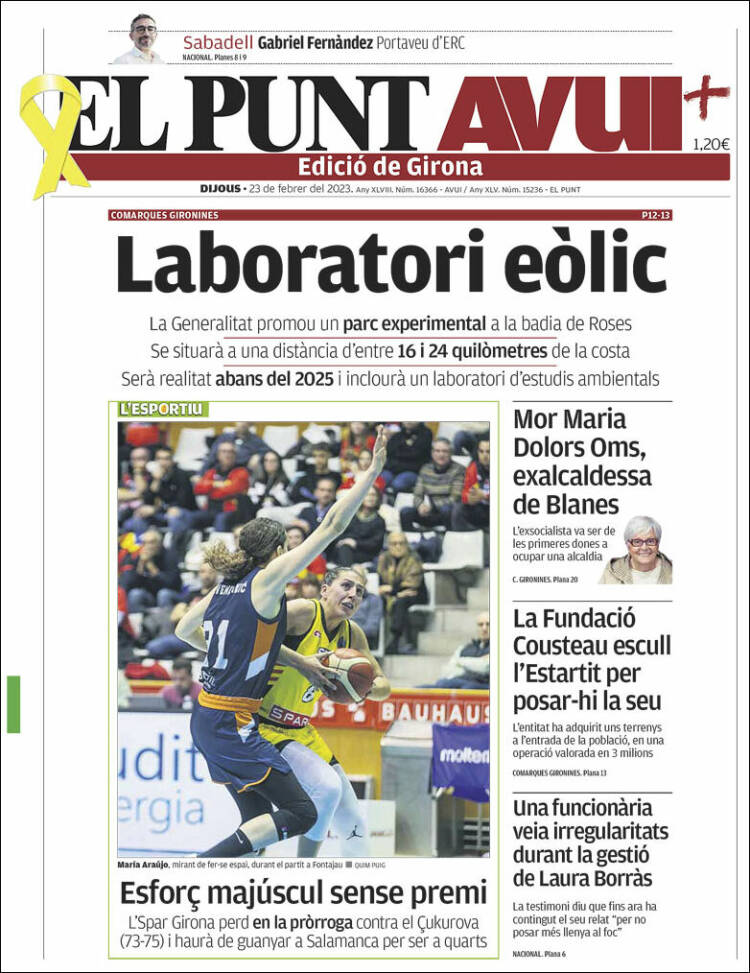 Portada de El Punt Avui - Girona (Spain)