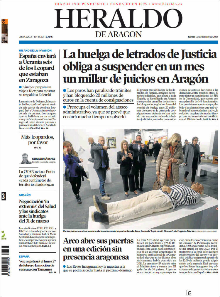 Portada de Heraldo de Aragón (Spain)