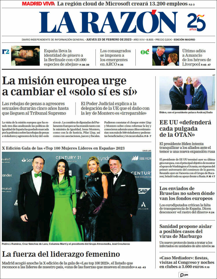 Portada de La Razón (Spain)