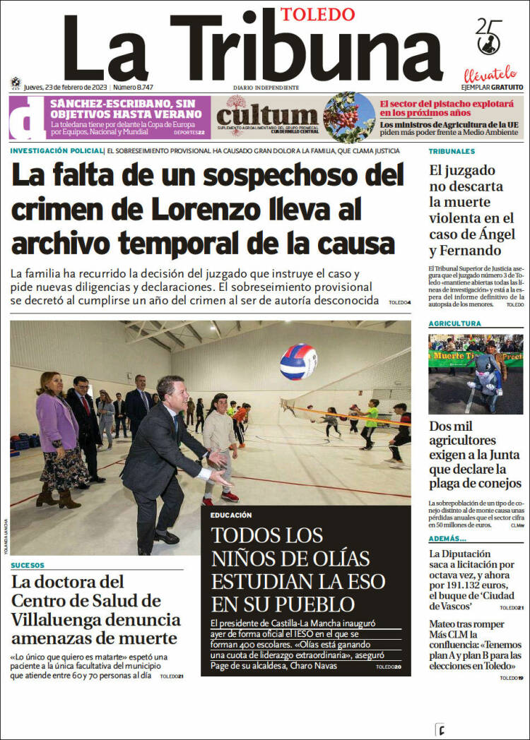 Portada de La Tribuna de Toledo (Espa&ntilde;a)