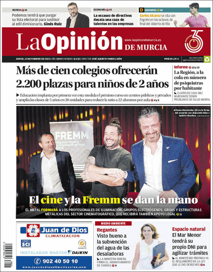 Portada de La Opinión de Murcia (Spain)