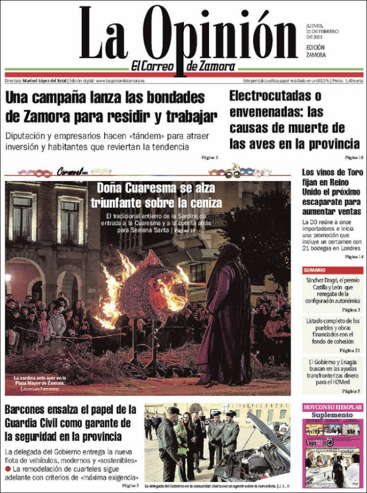 Portada de La Opinión - El Correo de Zamora (Spain)