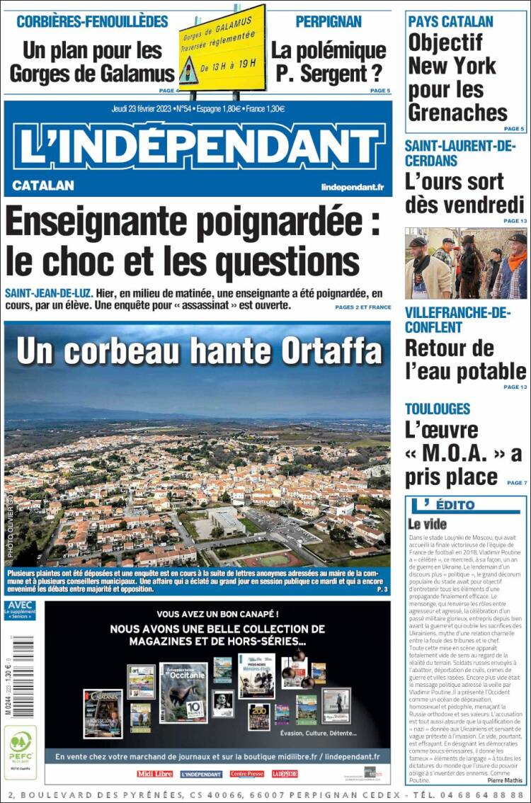 Portada de Le Indépendant (France)