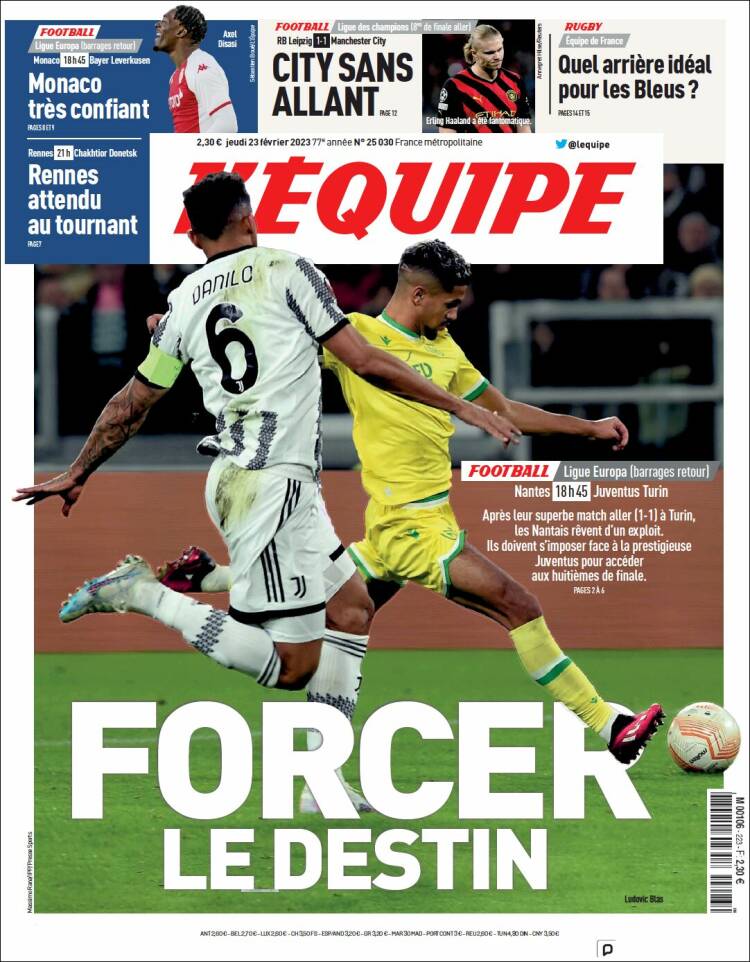 Portada de L'Equipe (France)