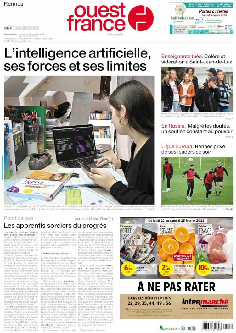 Portada de Ouest France (France)