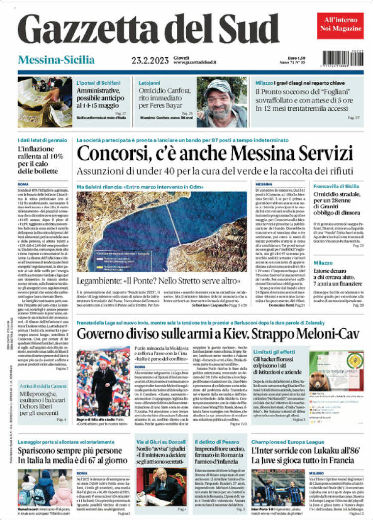 Portada de Gazzetta del Sud (Italie)