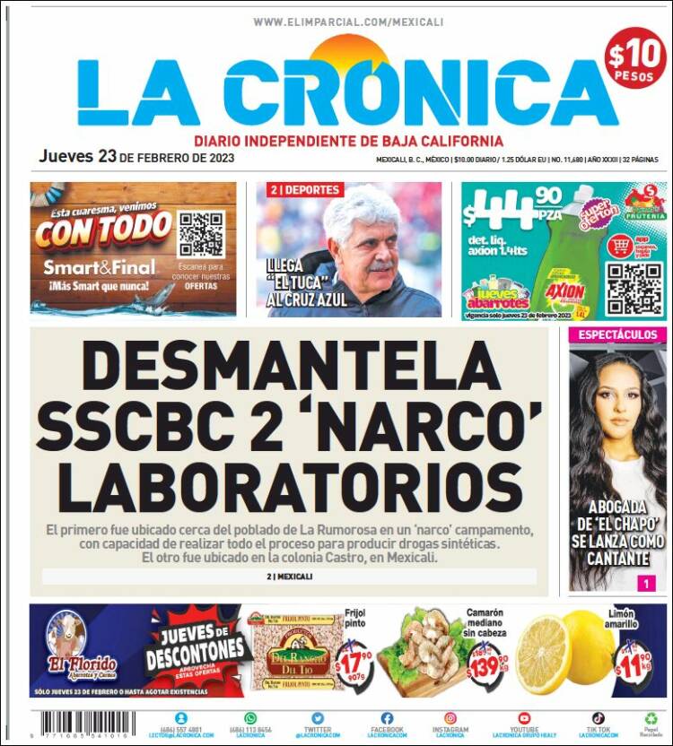 Portada de La Crónica de Baja California (Mexique)