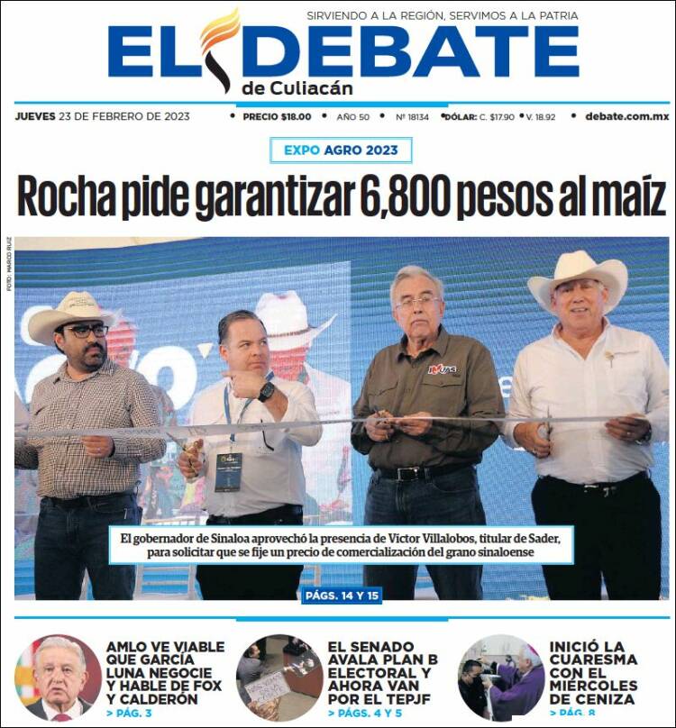 Portada de El Debate de Culiacán (Mexique)