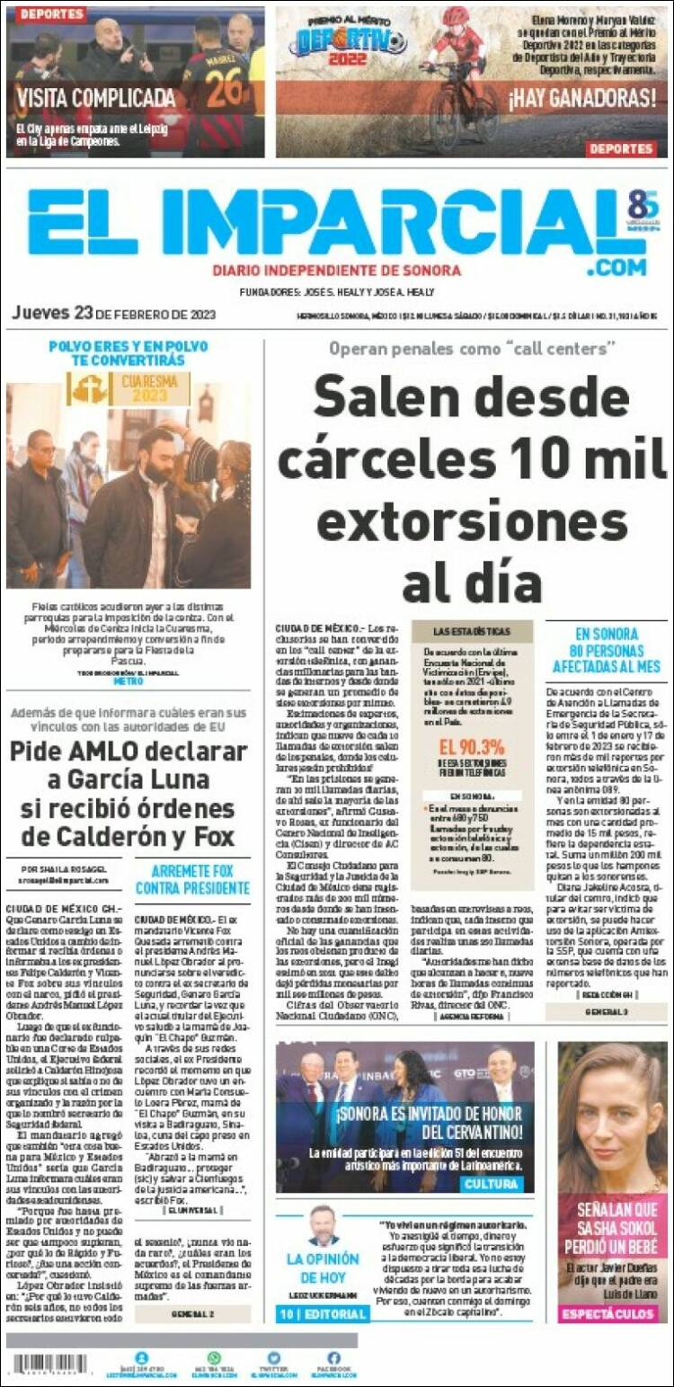 Portada de El Imparcial (Mexique)