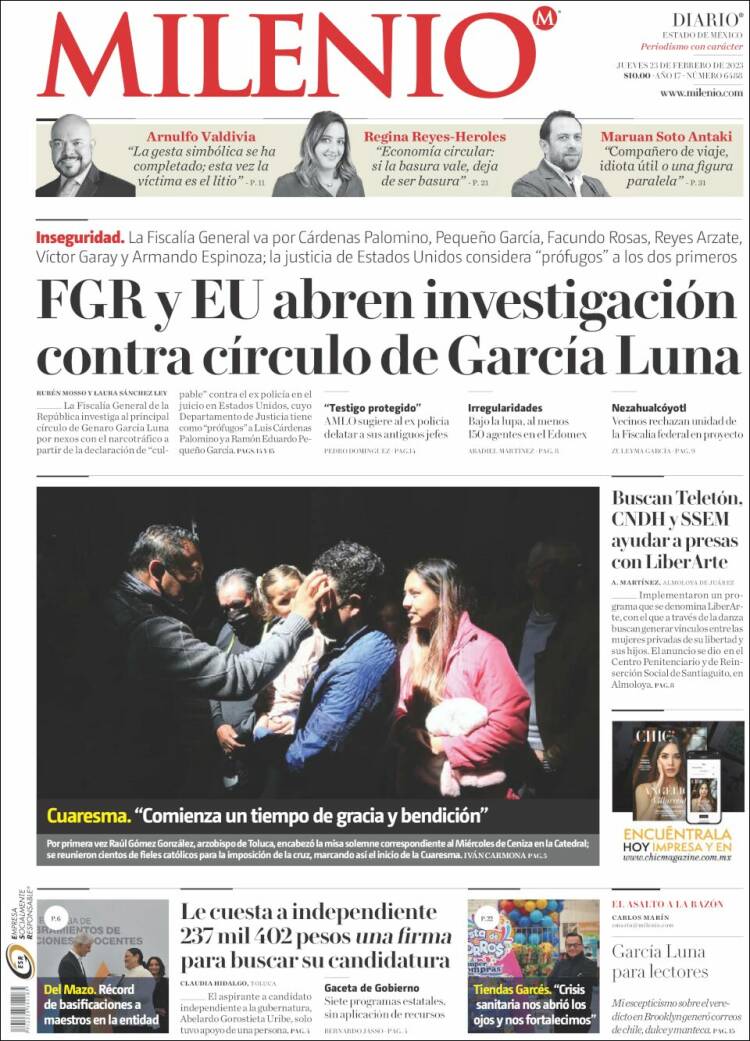 Portada de Milenio - Estado de México (M&eacute;xico)
