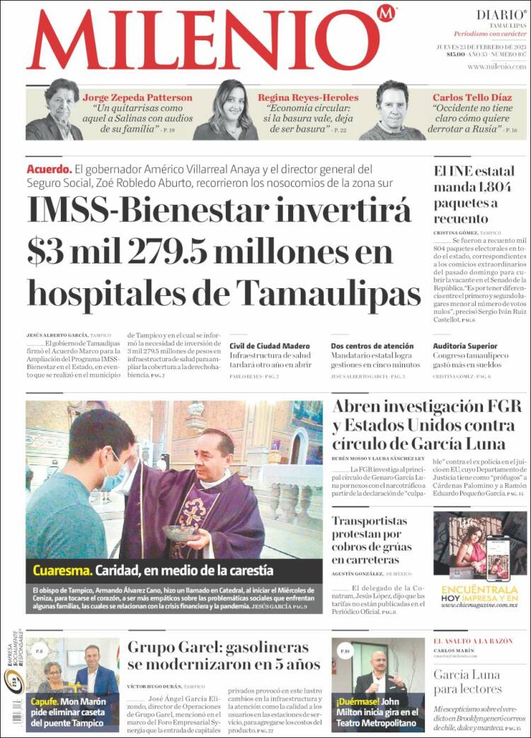 Portada de Milenio - Tamaulipas (M&eacute;xico)