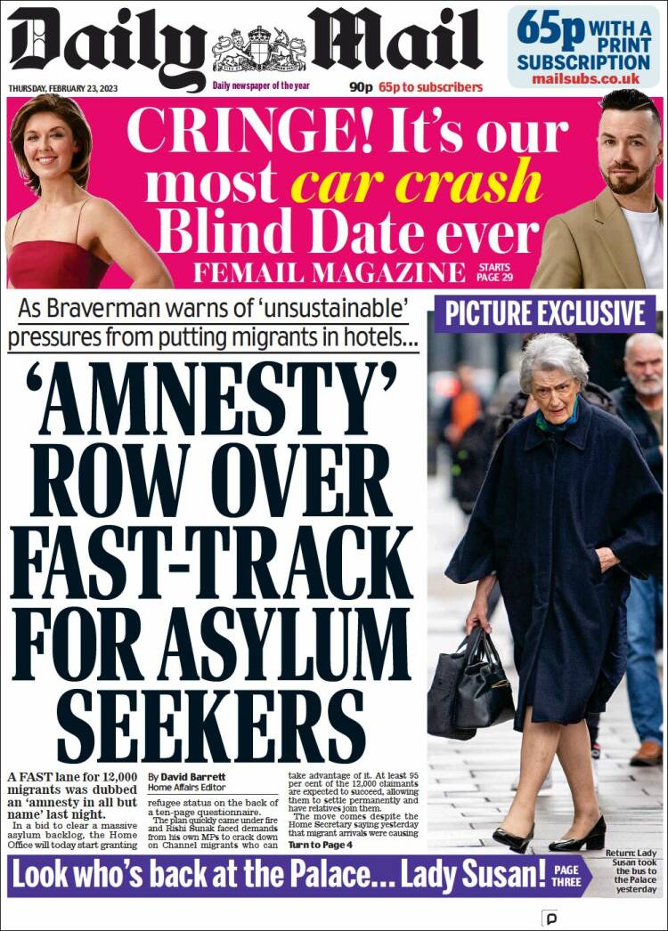 Portada de Daily Mail (Reino Unido)