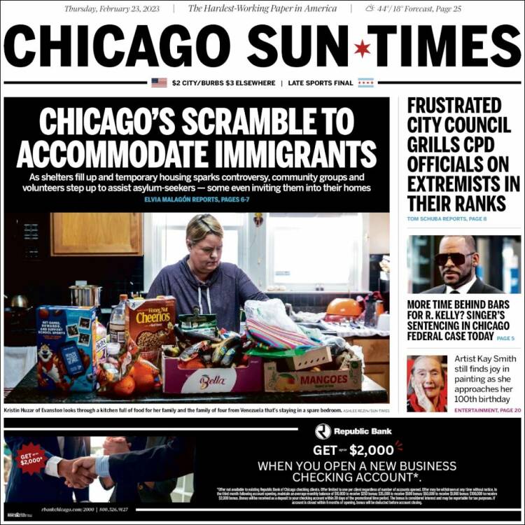 Portada de Chicago Sun-Times (États-Unis)