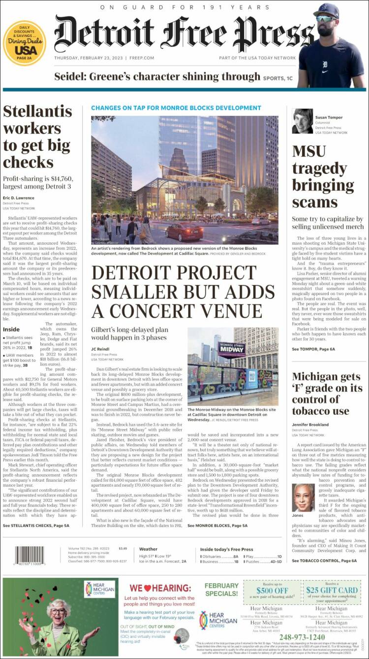 Portada de Detroit Free Press (États-Unis)