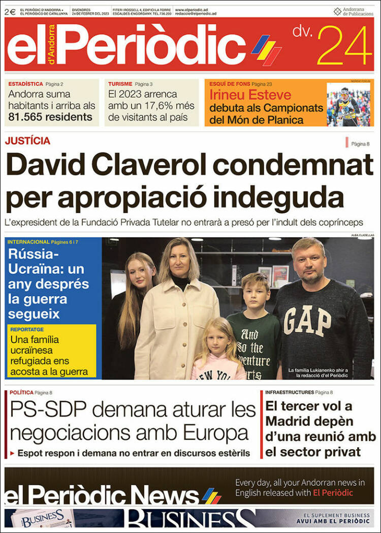 Portada de El Periòdic d'Andorra (Andorra)