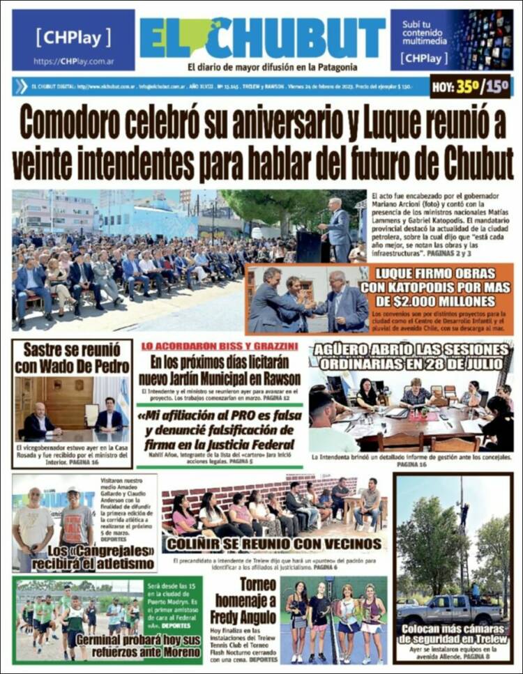 Portada de El Chubut (Argentina)