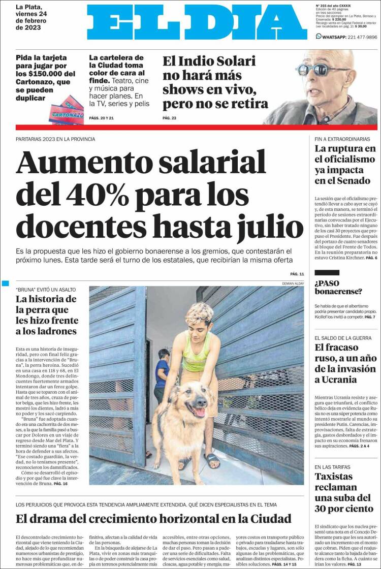Portada de El Día de la Plata (Argentina)